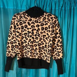 Leopard Print Sweater with Black Accents